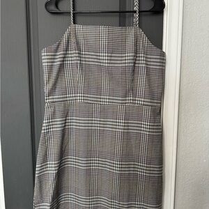 Classic Black and White Plaid Dress